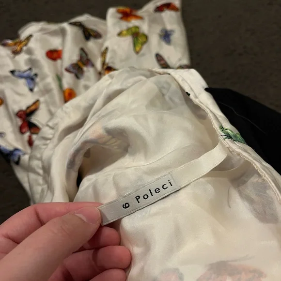 Y2K Vintage Poleci Silk Butterfly Babydoll Midi Dress - Picture 4 of 10